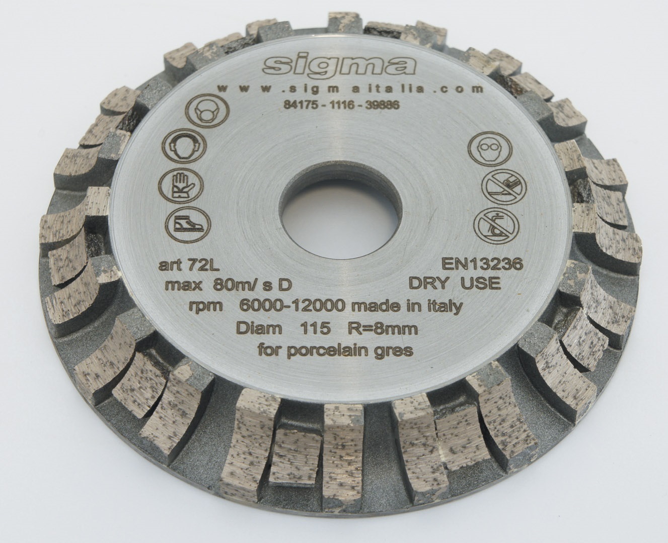 DTA Australia 110MM BULLNOSE DRY GRINDING WHEEL 8MM SIGMA