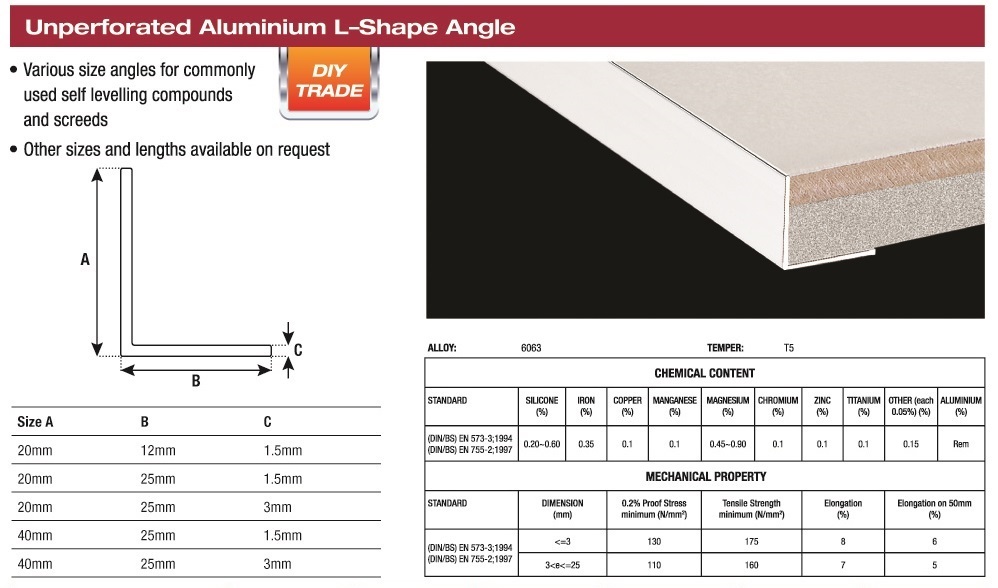 DTA Australia 1 METRE ALUMINIUM ANGLE 50 X 50 X 1.5MM