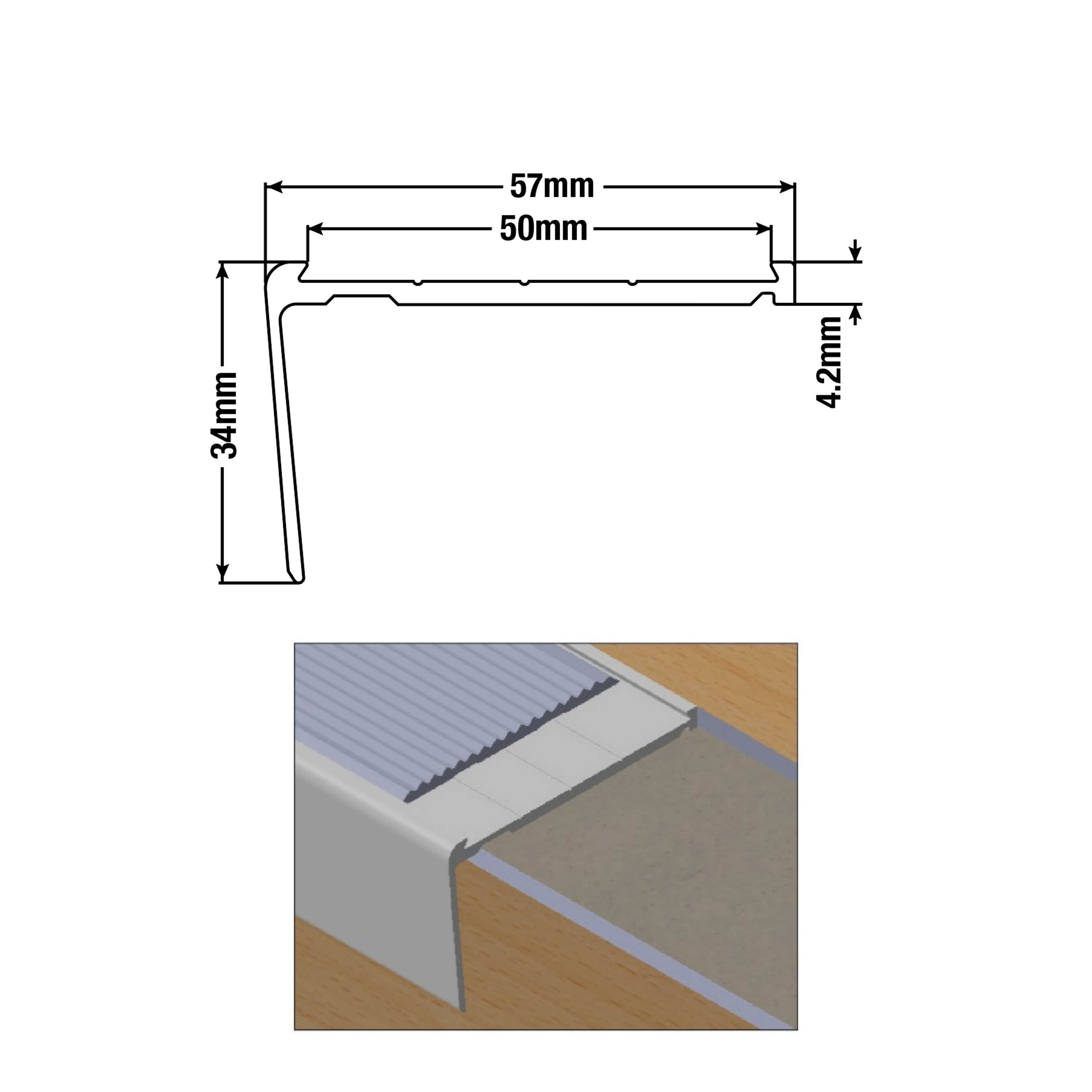 DTA Australia | STAIR NOSING VINYL LONG RISER 3.66M X 57MM X 3MM MATT ...