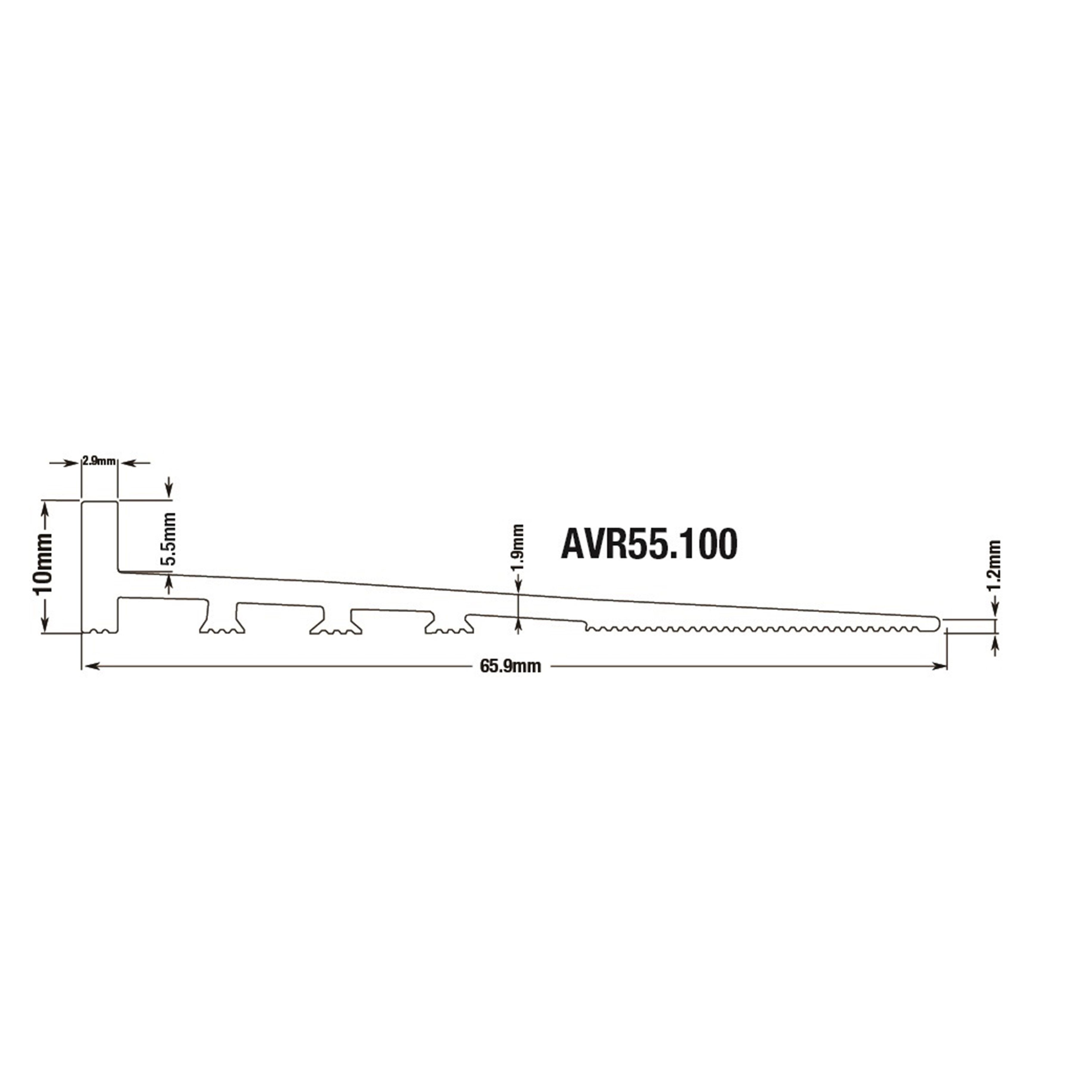 DTA Australia | VINYL RAMP 3.3M X 10MM X 5.5MM X 65MM MATT SILVER